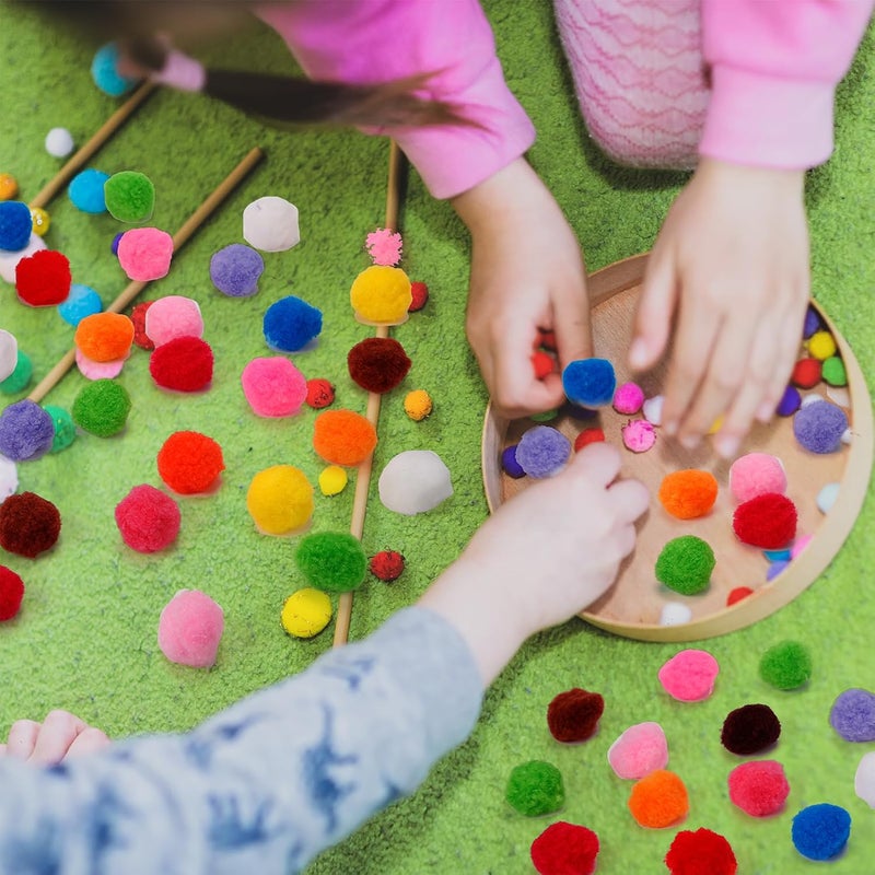 Caydo 100 Pieces 1.5 Inch Pom Poms 15 Colors Large Pompom Balls for Crafts for Kids DIY Art Creative Decoration - Image 3